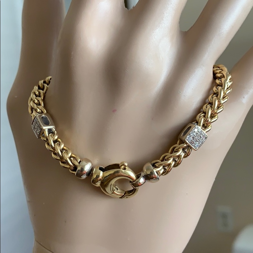 Wheat chain soft bangle bracelet 18K yellow gold